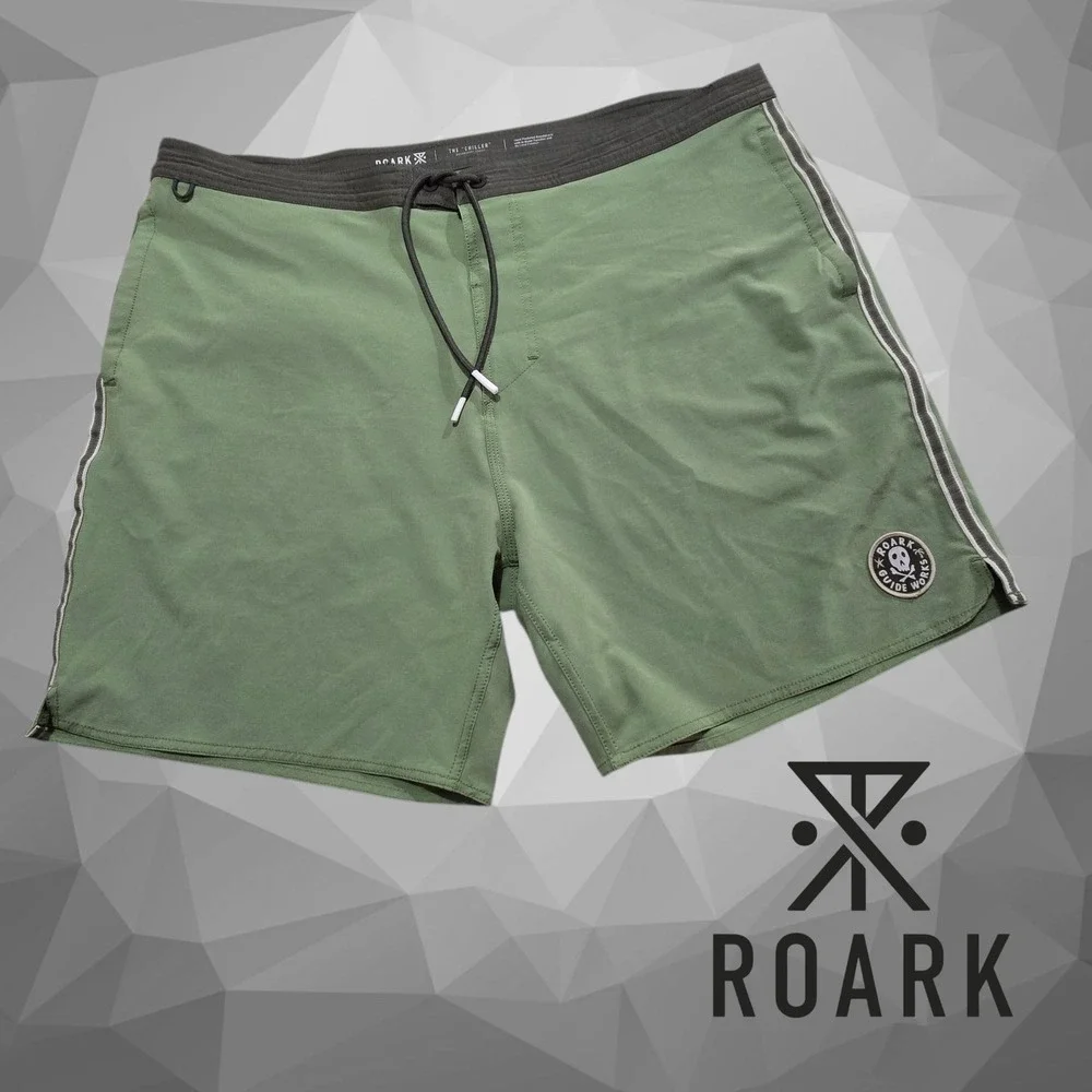 Roark Mens Chiller Mixtape Performance Boardshorts Jungle Green 38W 6.5